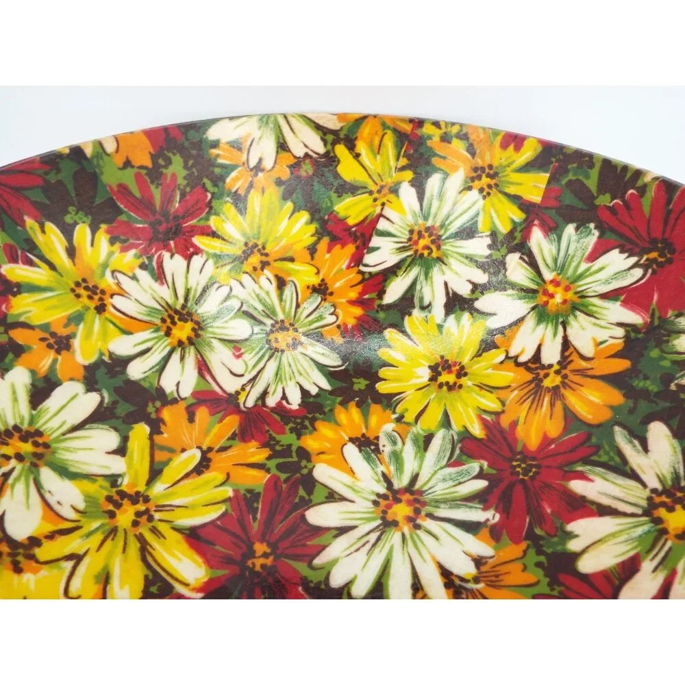 Vintage MCM Multicolor Floral Fiberglass 14